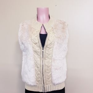 John Paul Richard Womens Sweater Vest Beige Faux F